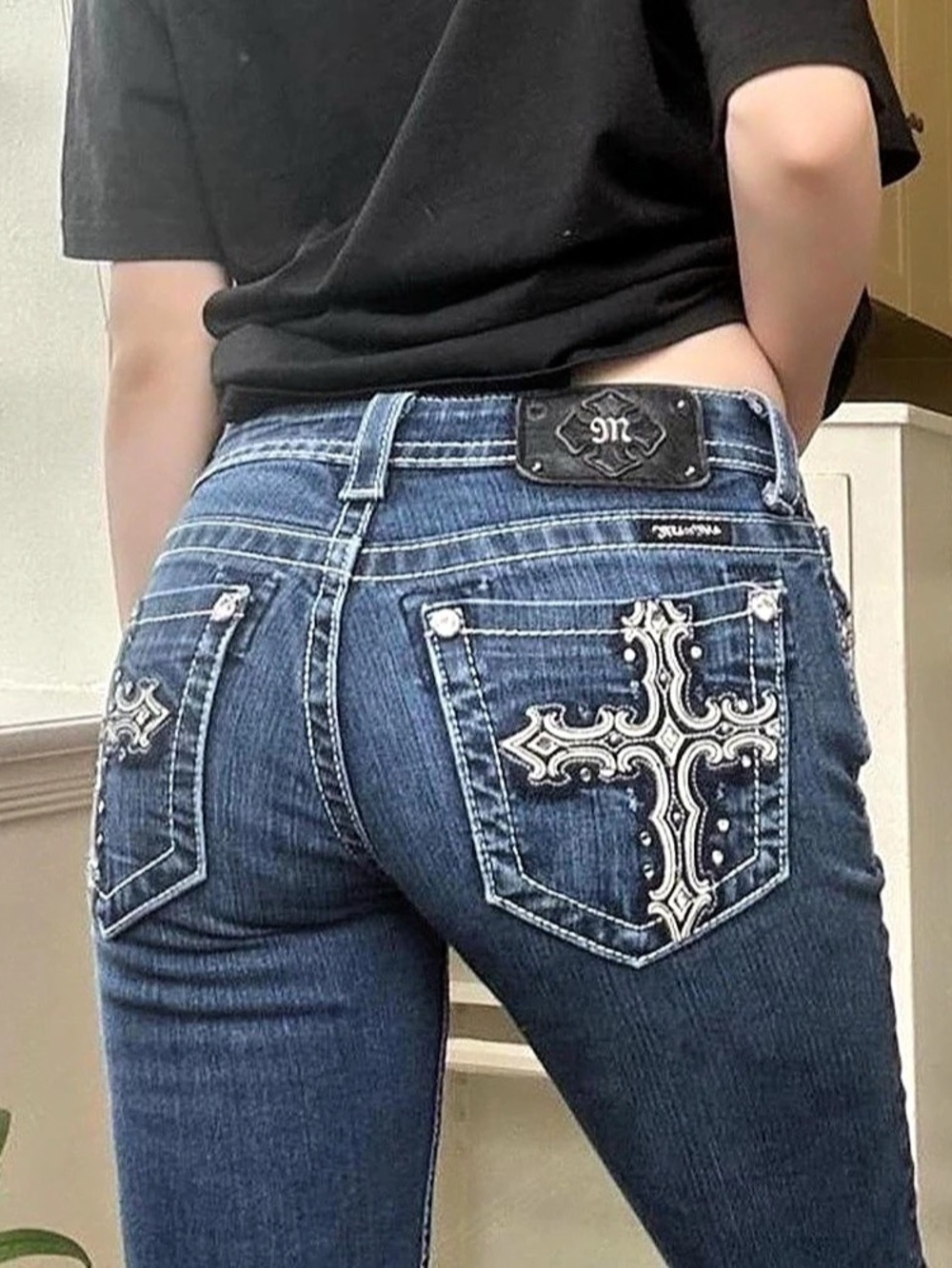Miss Me Bootcut Jeans Embellished Blue Waist 26